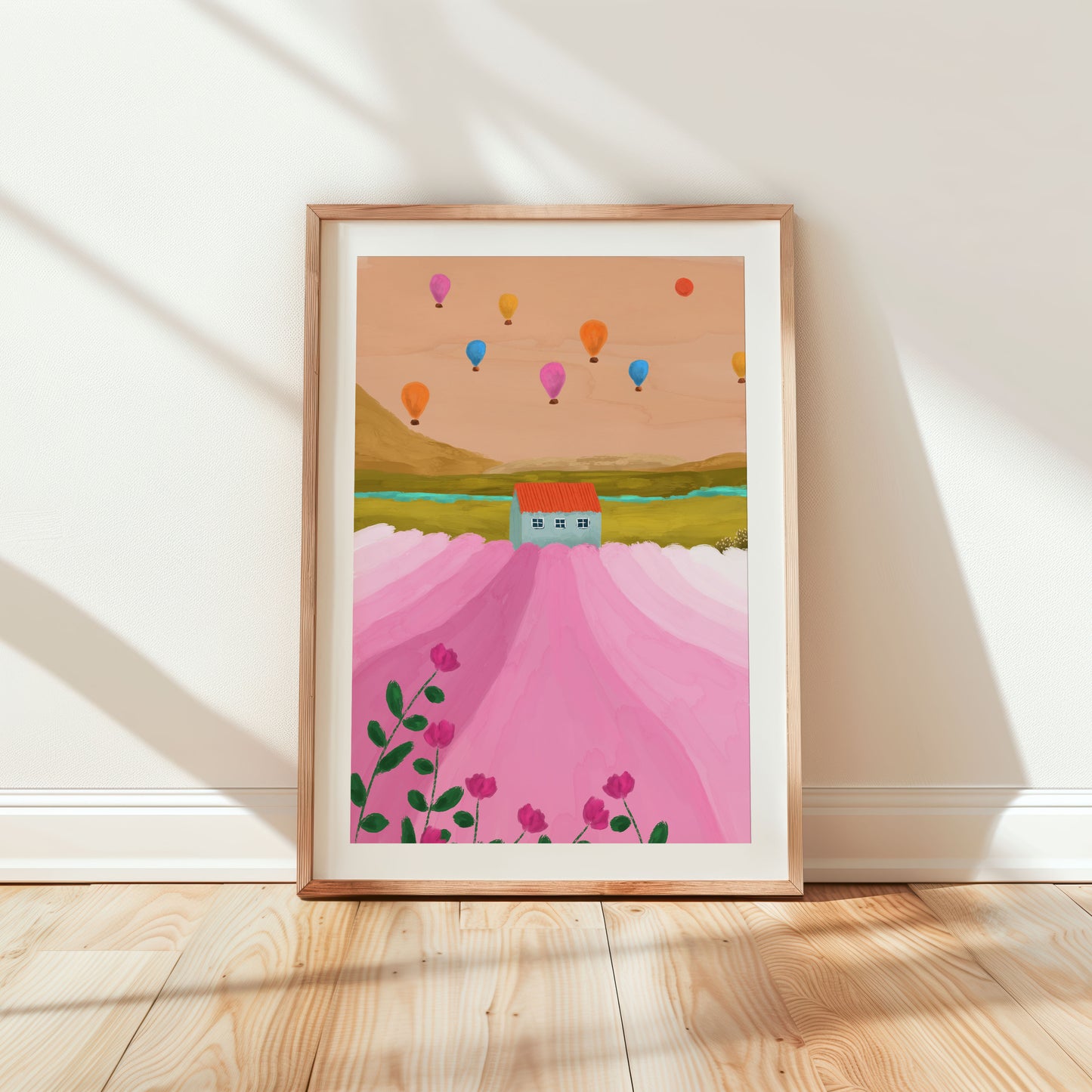 Colourful Cornish Lavender fields wall art print