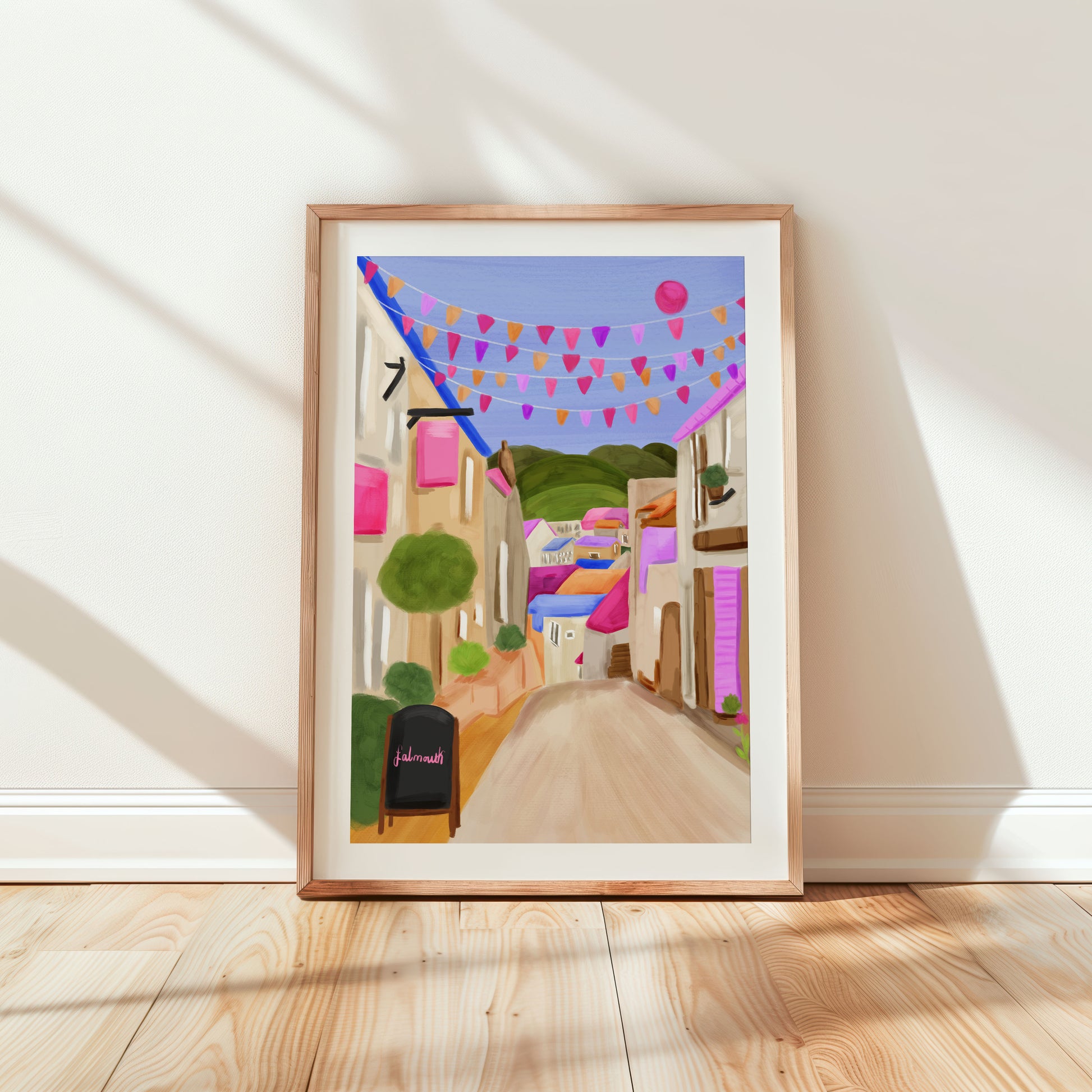 Colourful Falmouth, Cornwall UK wall art print