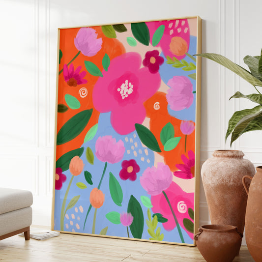 Abstract floral large wall art print