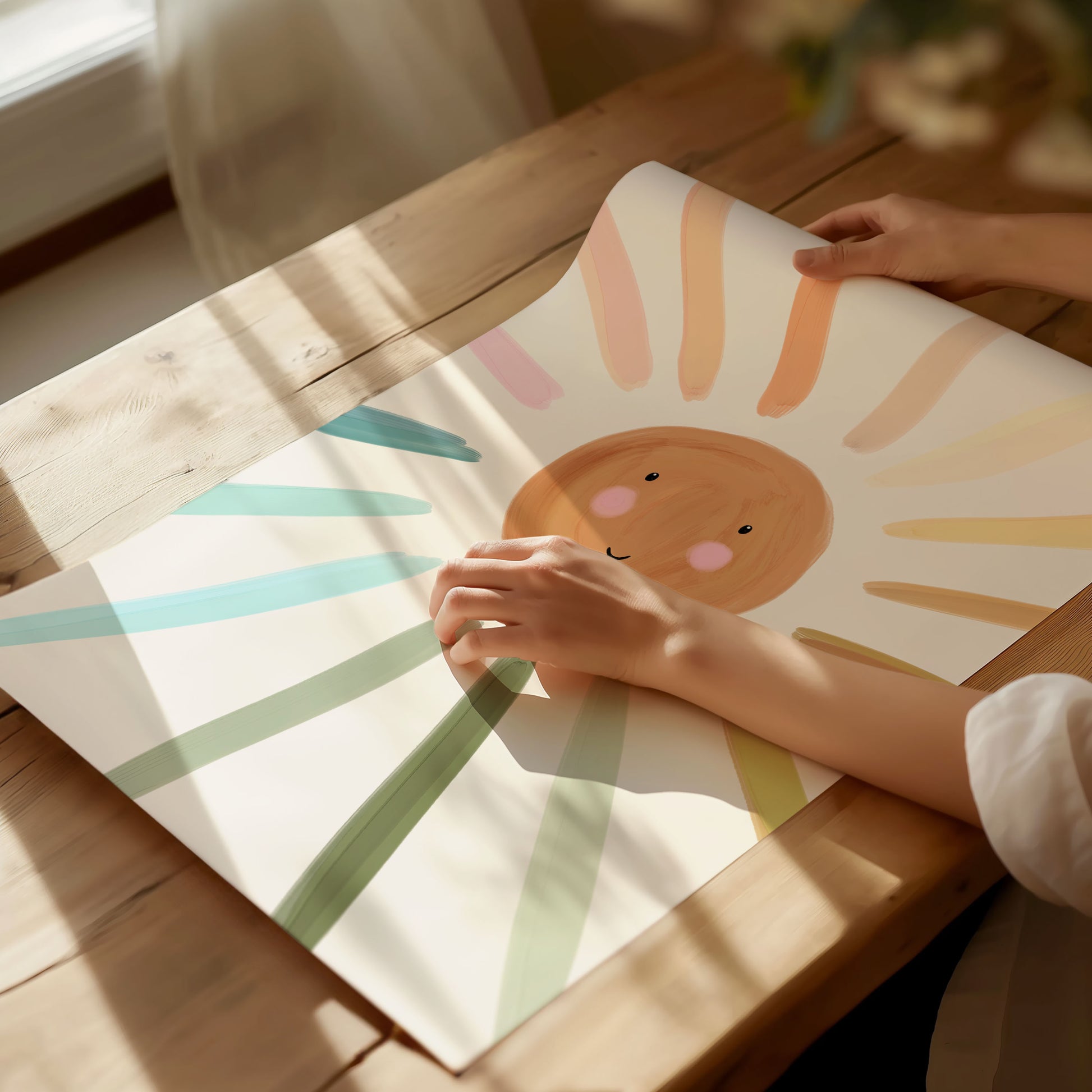 Rainbow sun kids art print