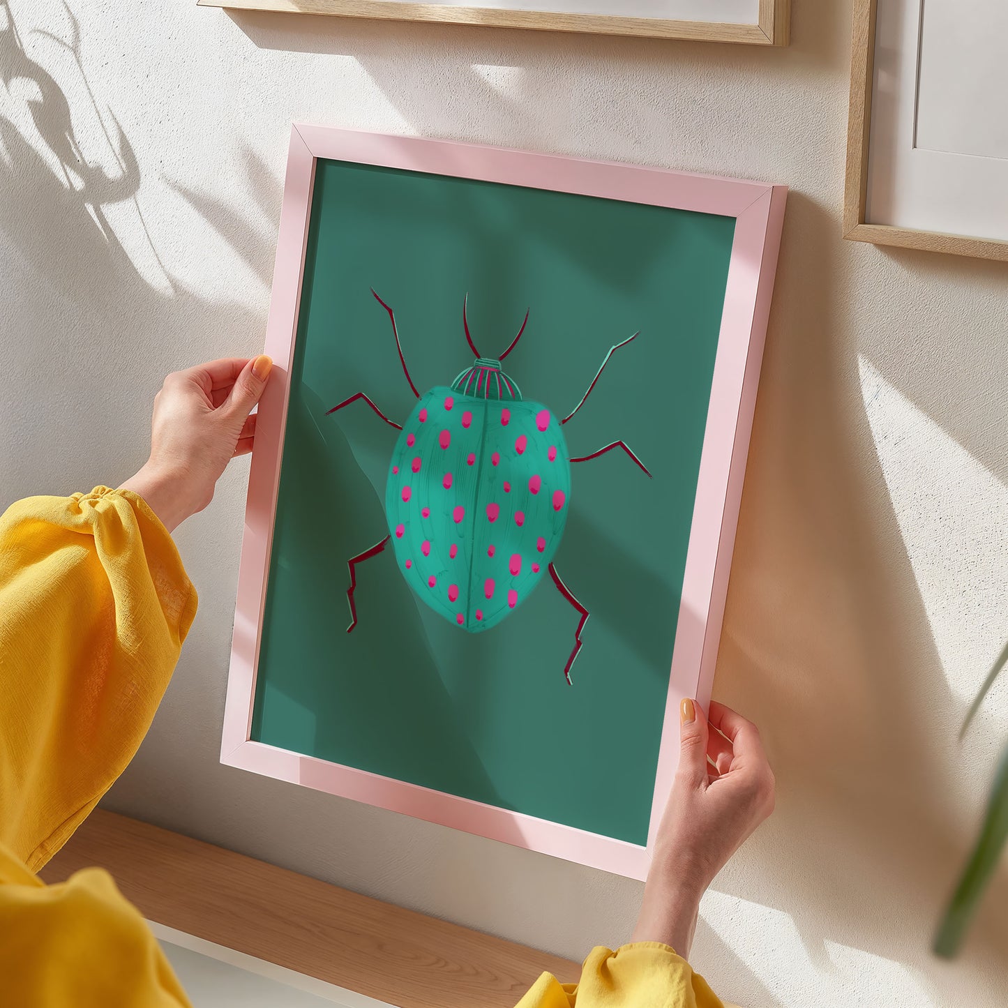 Teal beetle kids art print