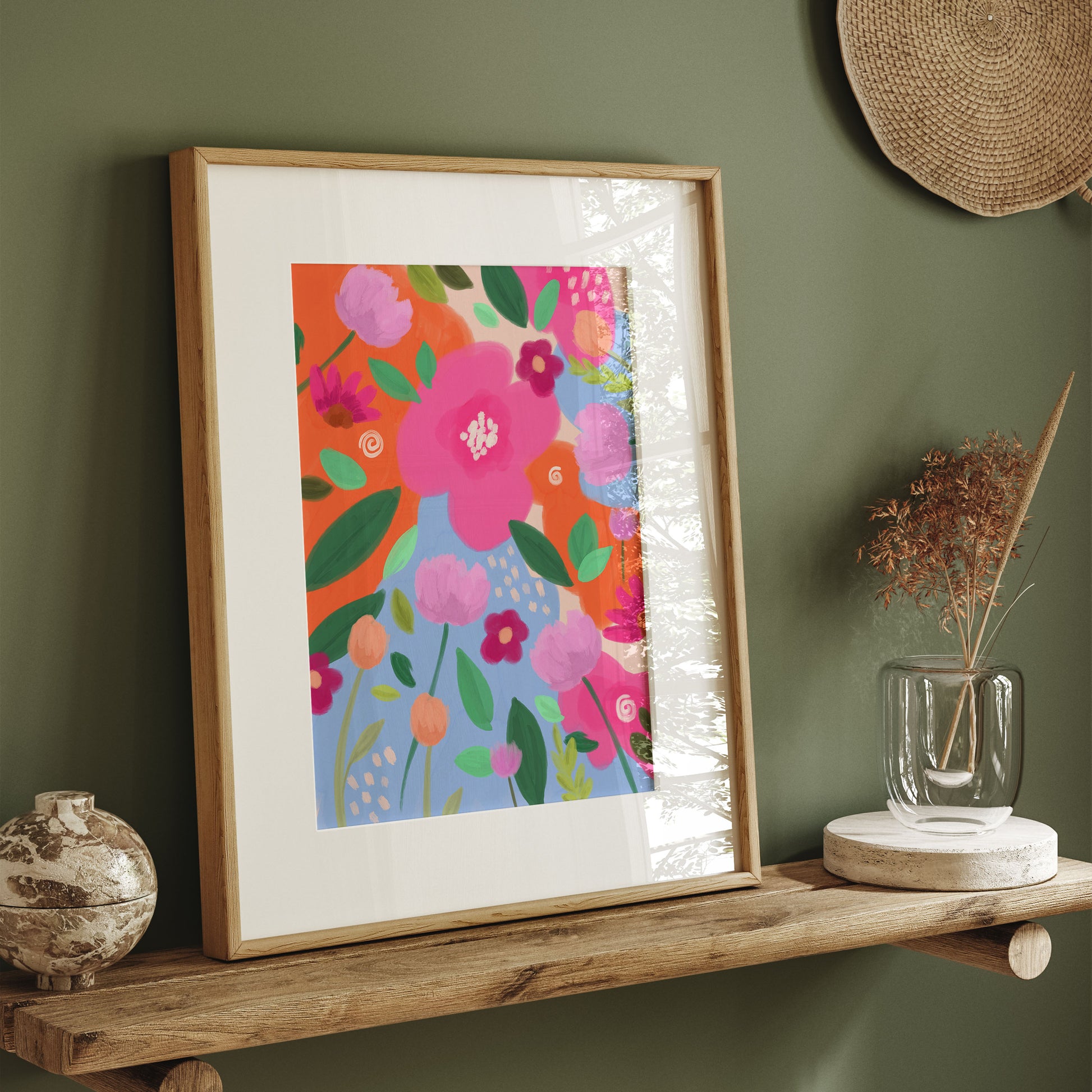 Abstract flowers A4 wall art print