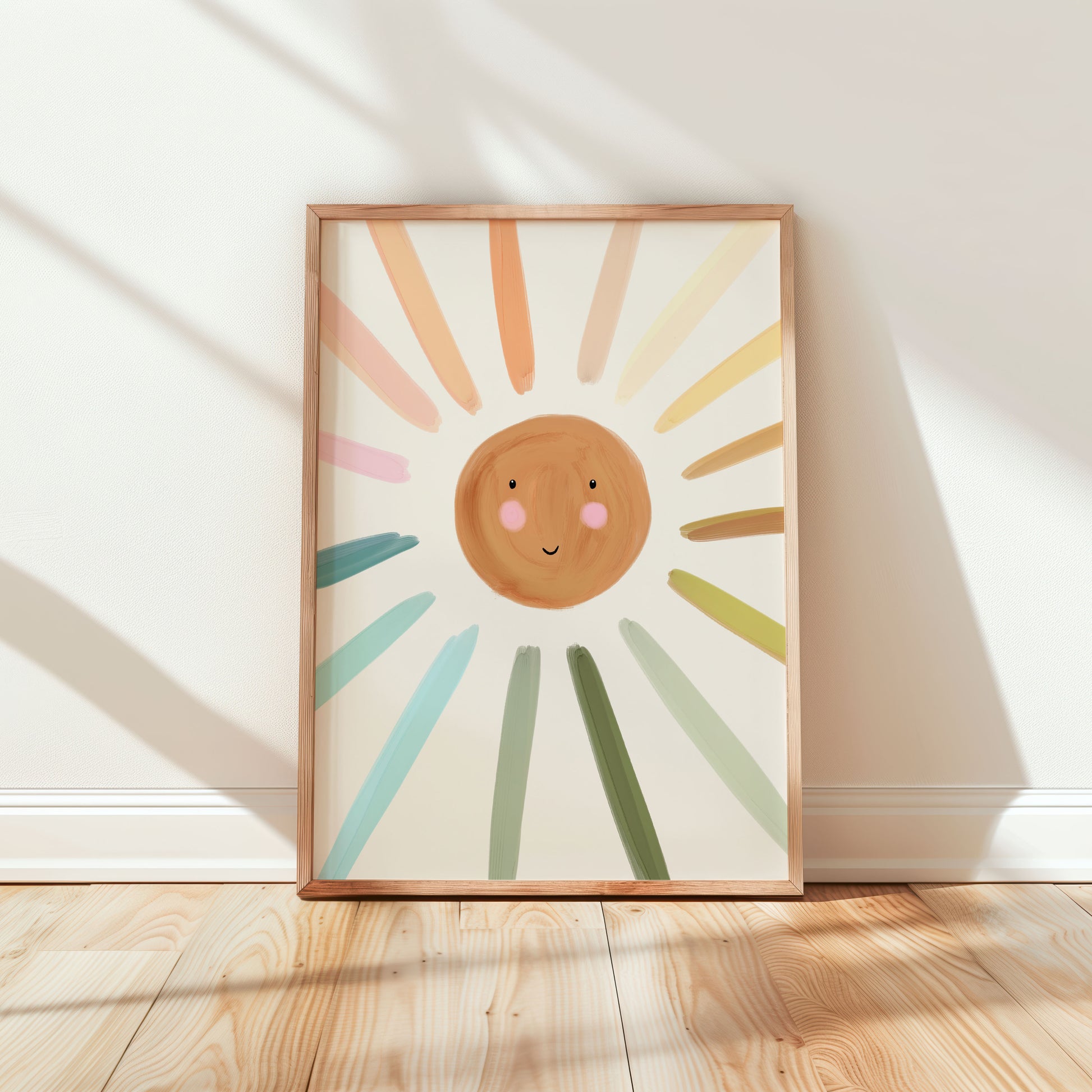 Rainbow sun kids art print