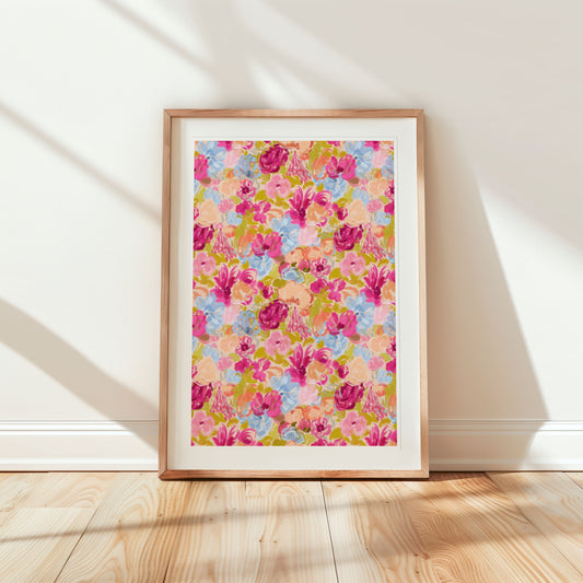 Vibrant Sketched Flowers Art Print