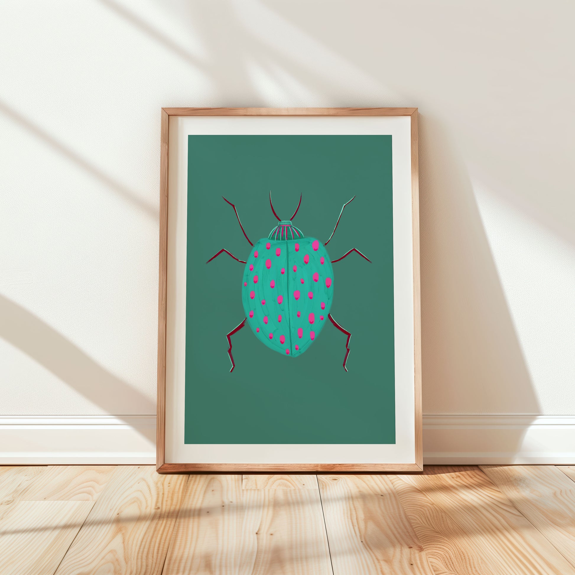 Teal beetle kids art print