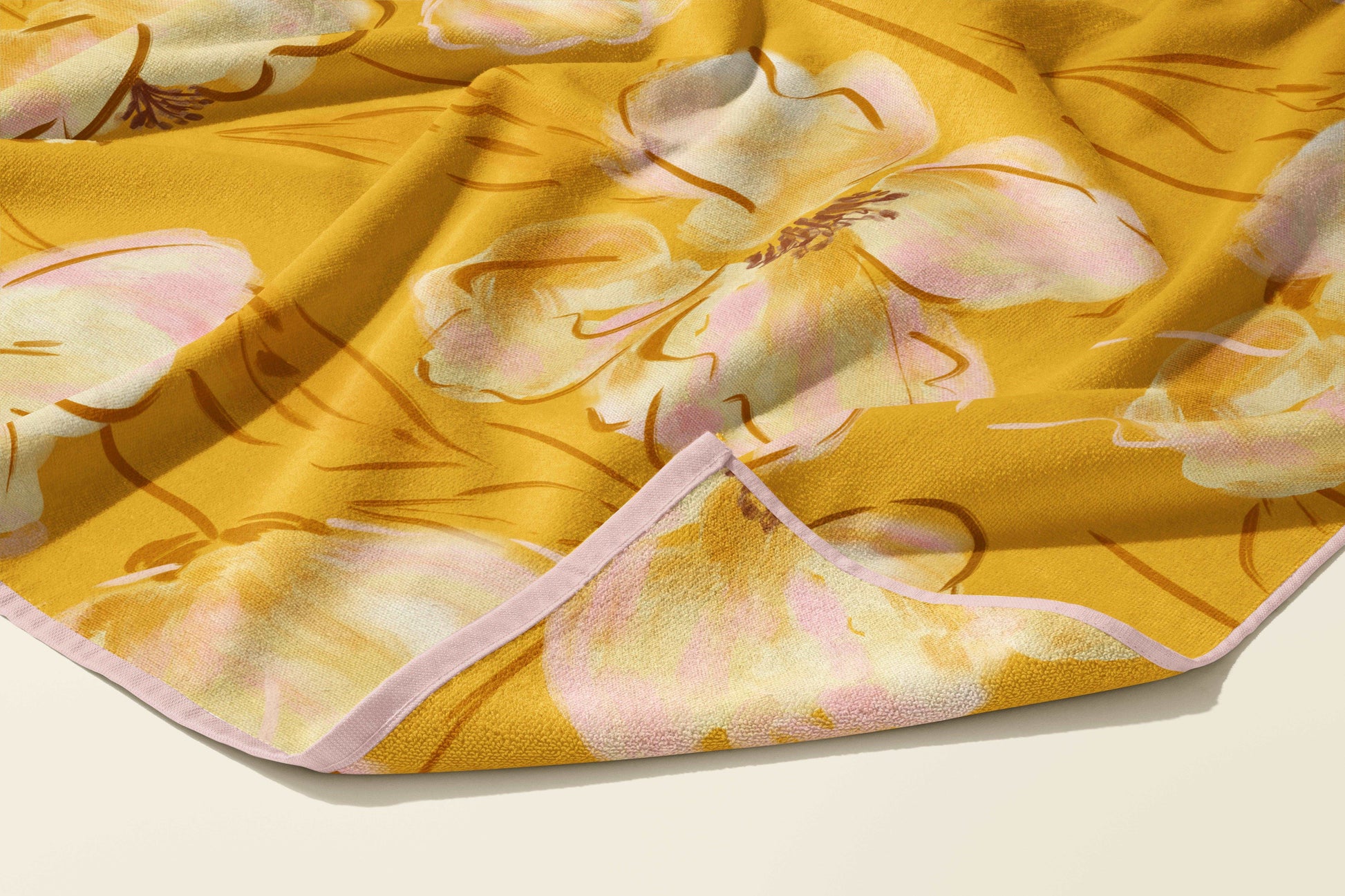 Yellow Floral Pattern on a beach towel