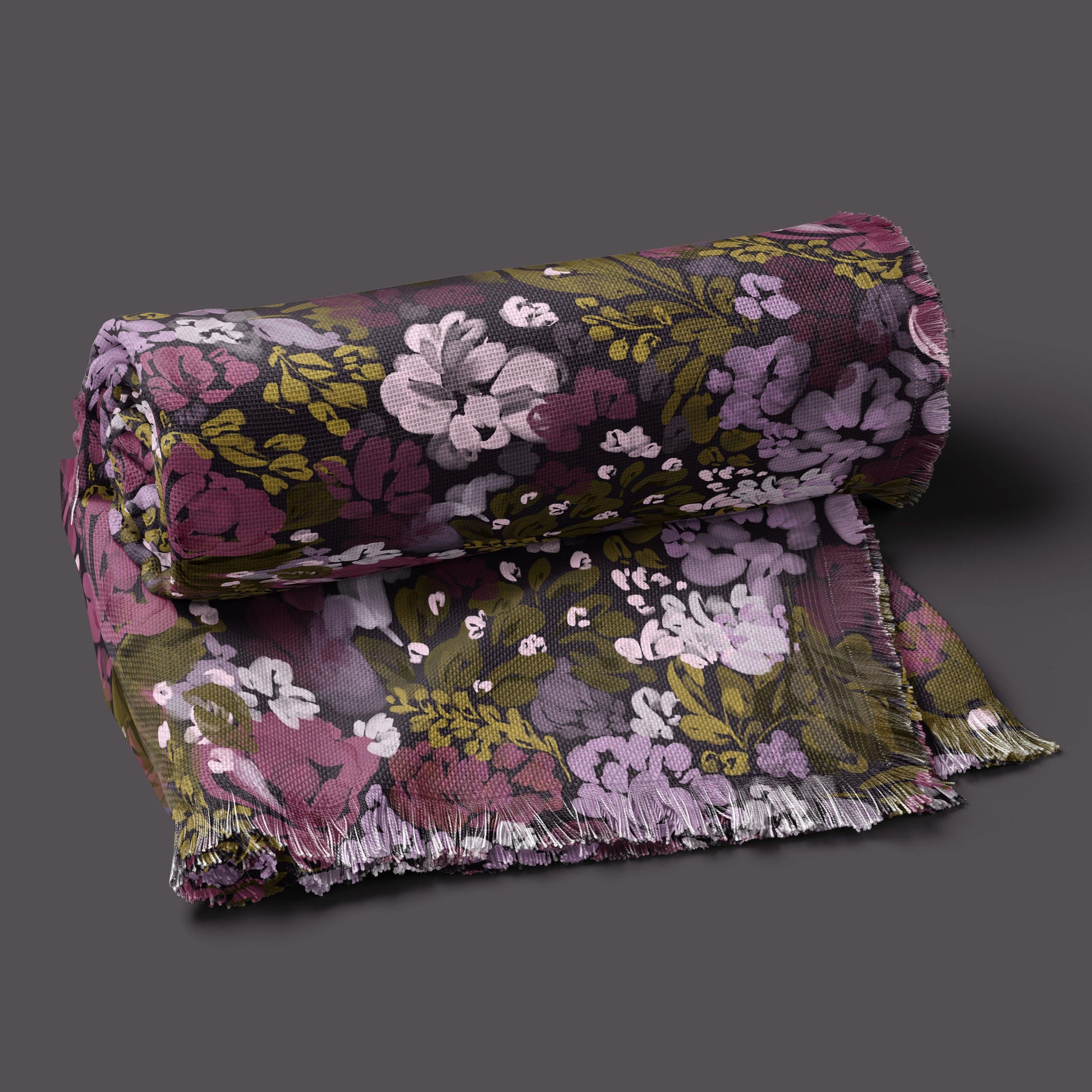 Winter botanical textile pattern on a blanket