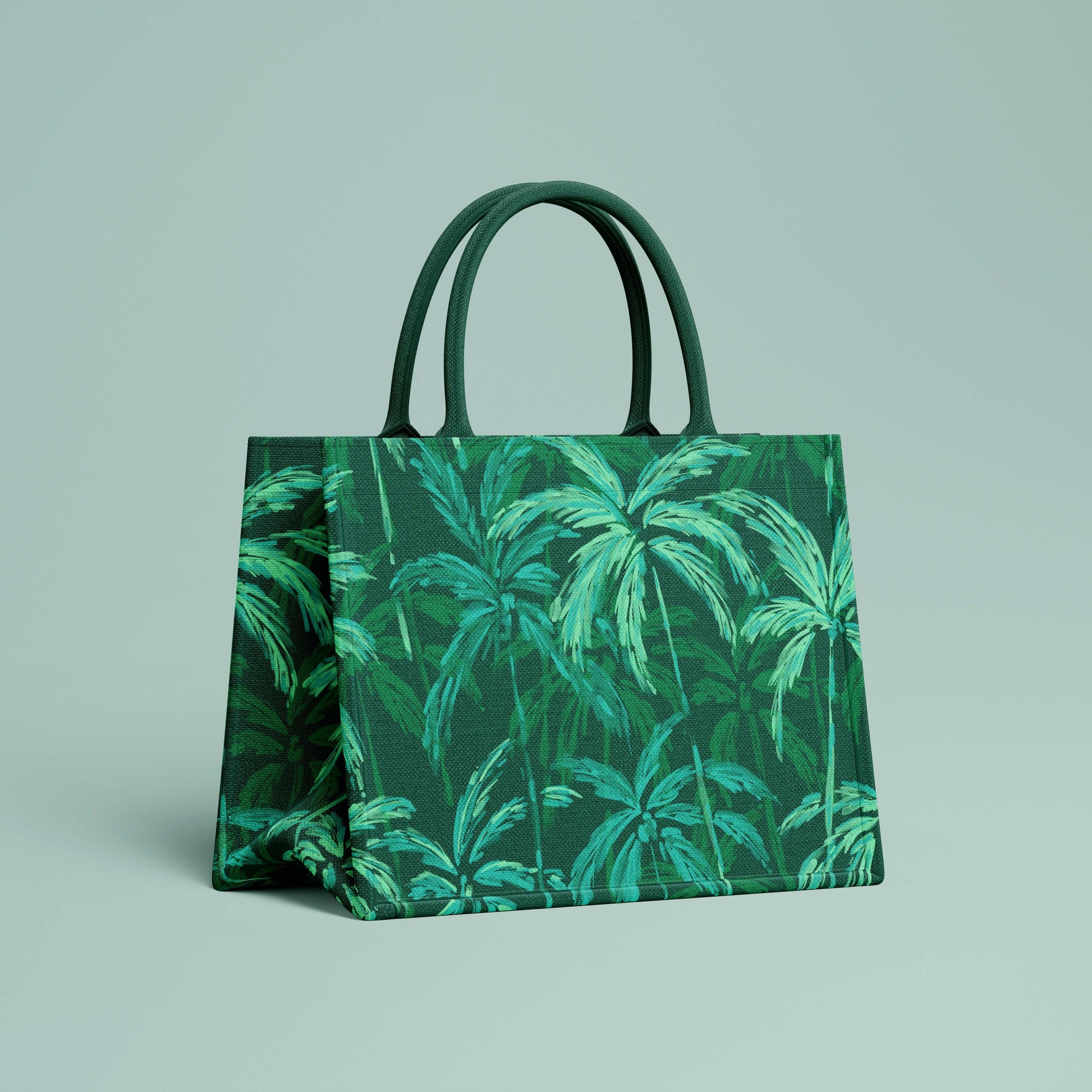 Abstract palm trees pattern on a canvas tote bag