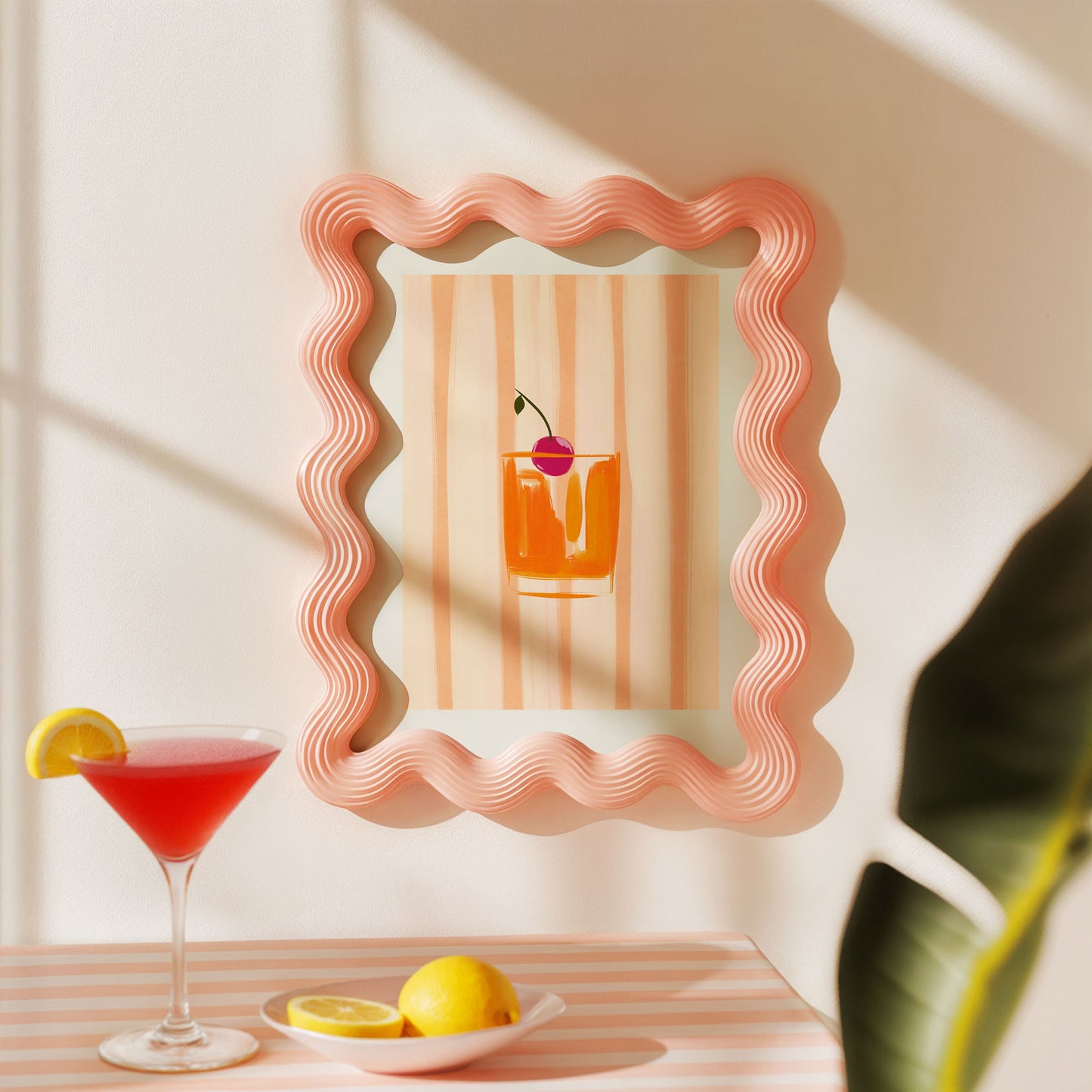 Peach cocktail wall art print for the home