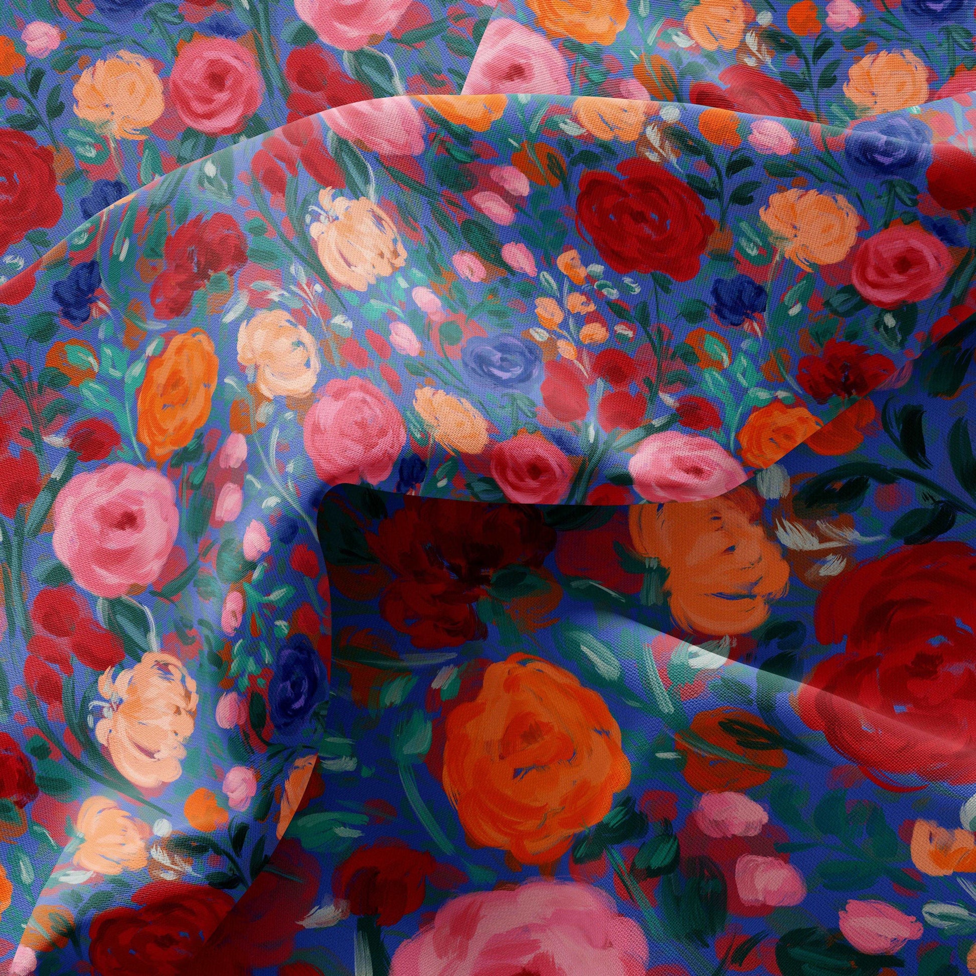 Multicoloured botanical fabric print design