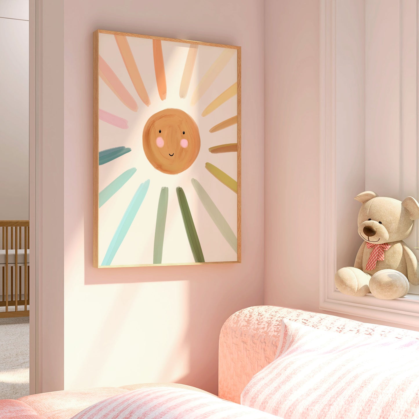 Rainbow sun kids nursery art print