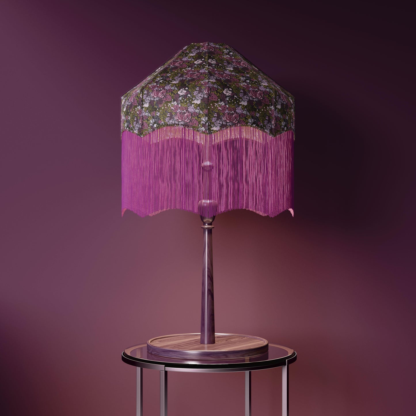 Winter botanical pattern on a table lamp