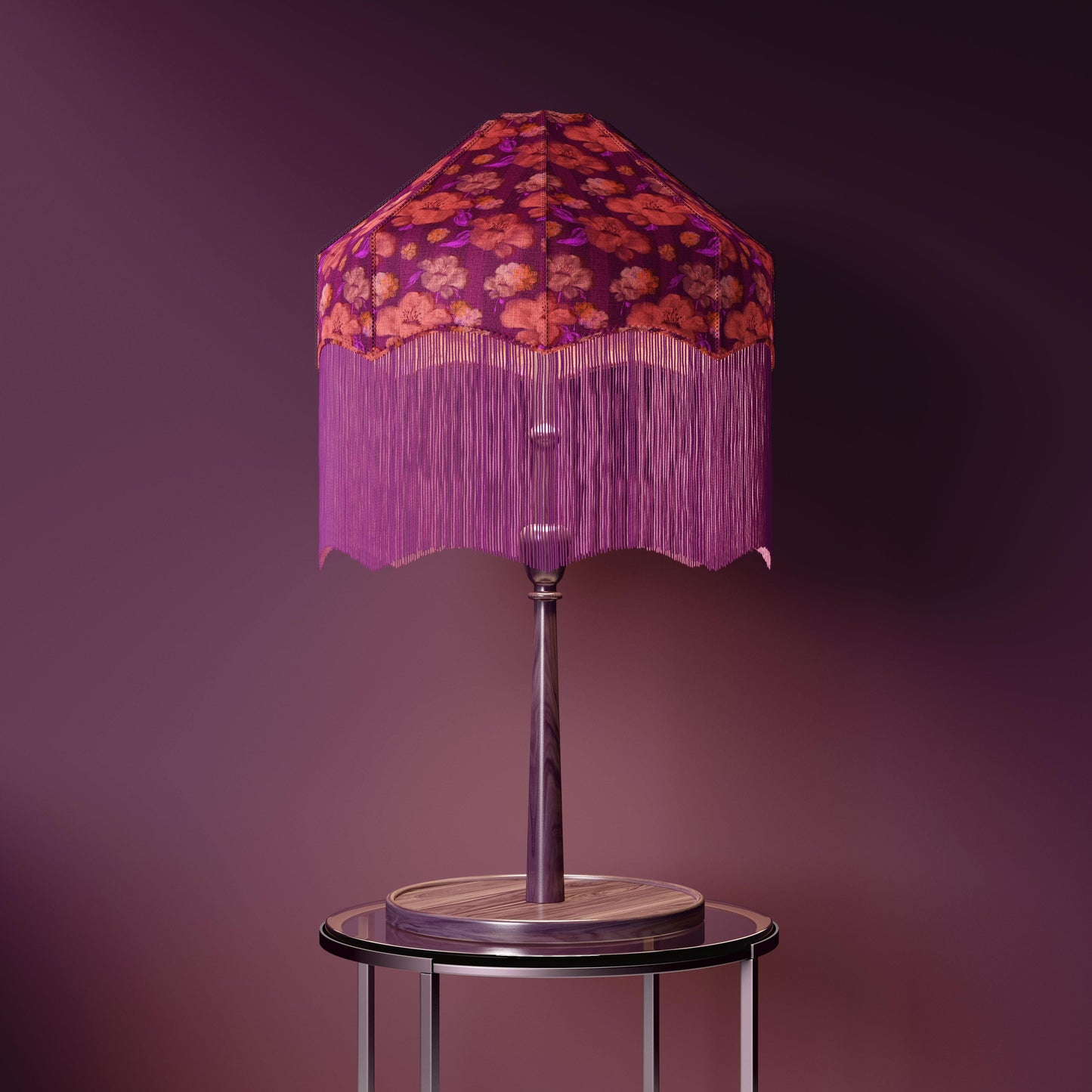 Purple and orange jungle floral striped Lamp pattern design