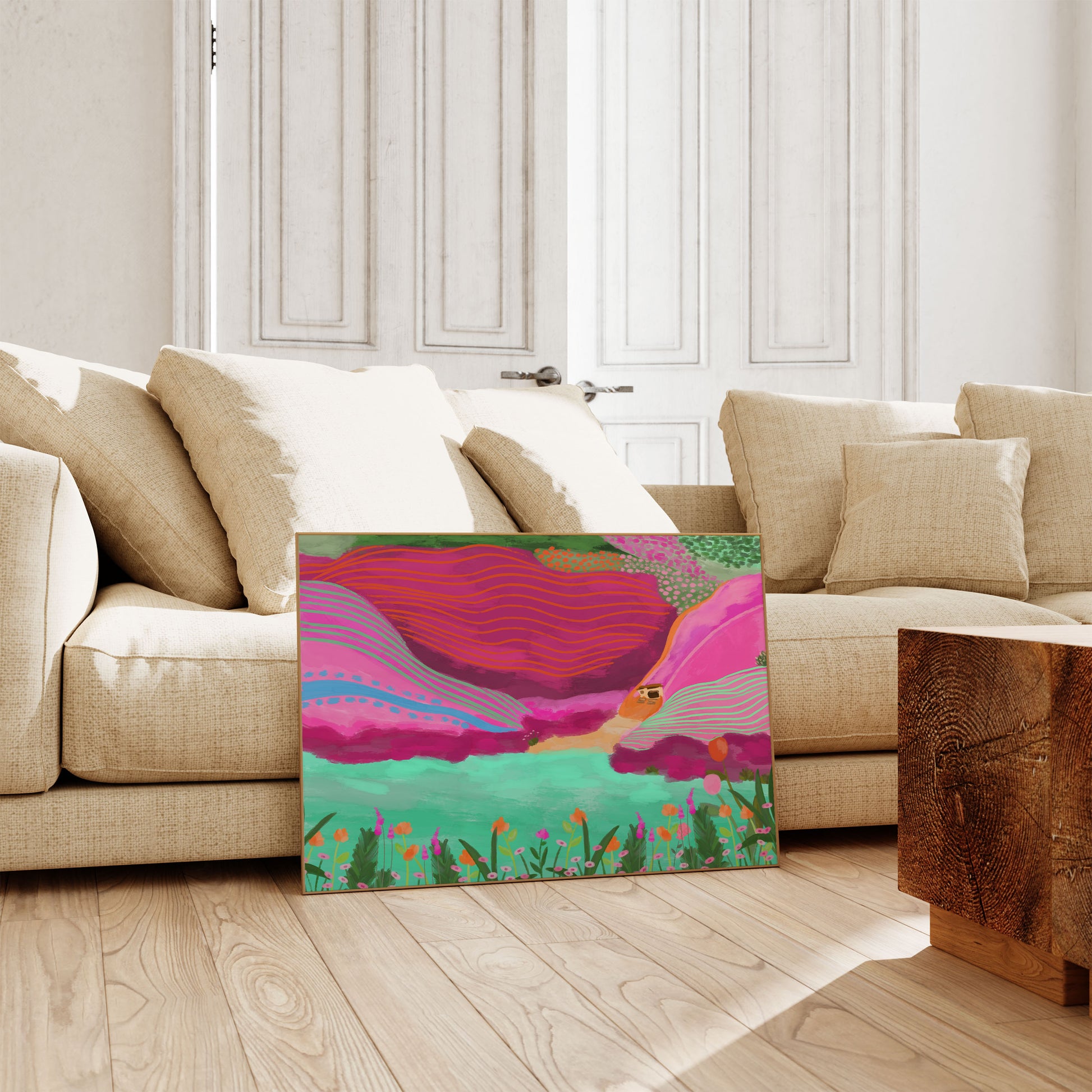 Chapel Porth, Cornwall colourful living room art print