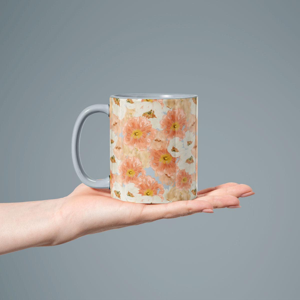 Mug with spring summer floral pattern