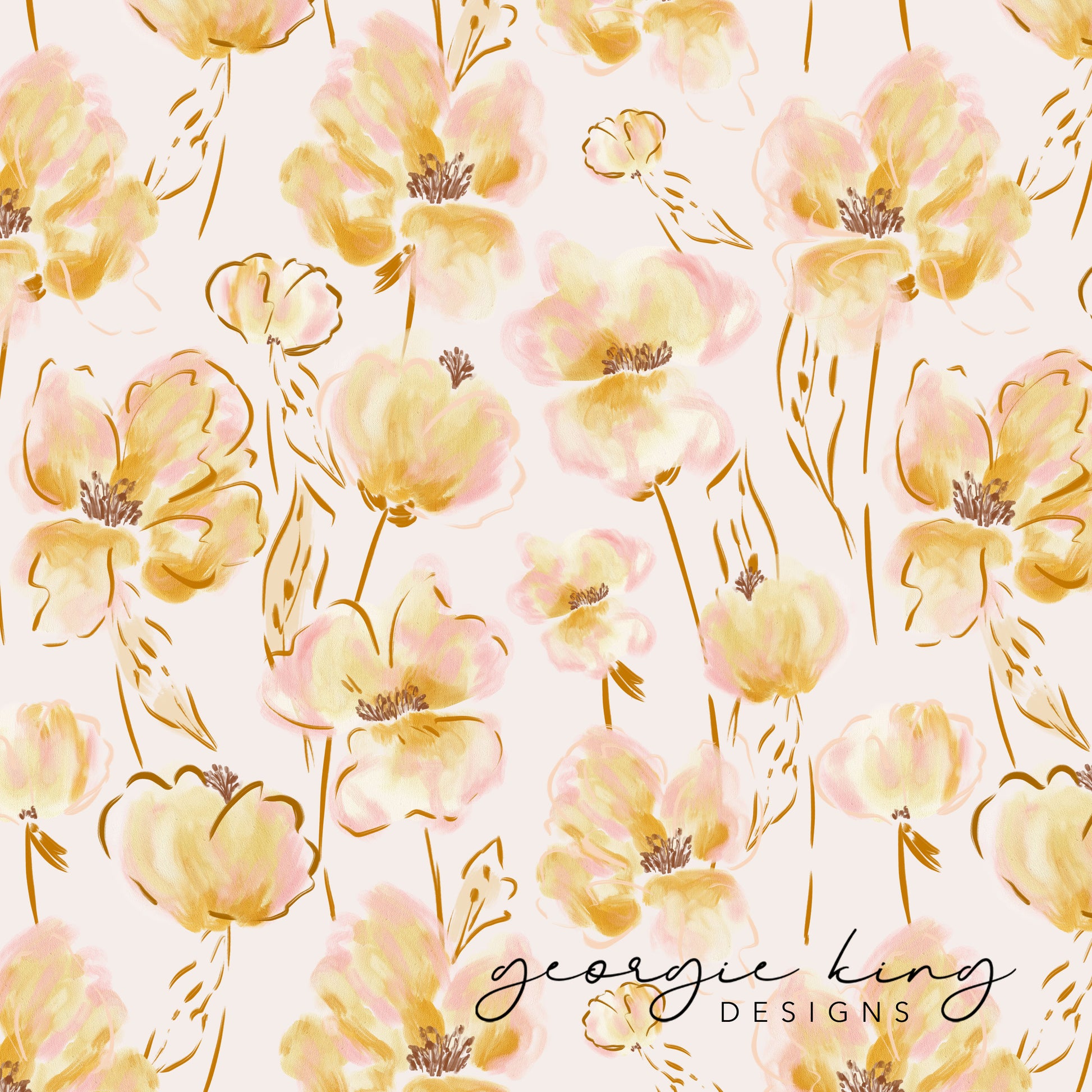 Yellow flowers repeatable pattern tile