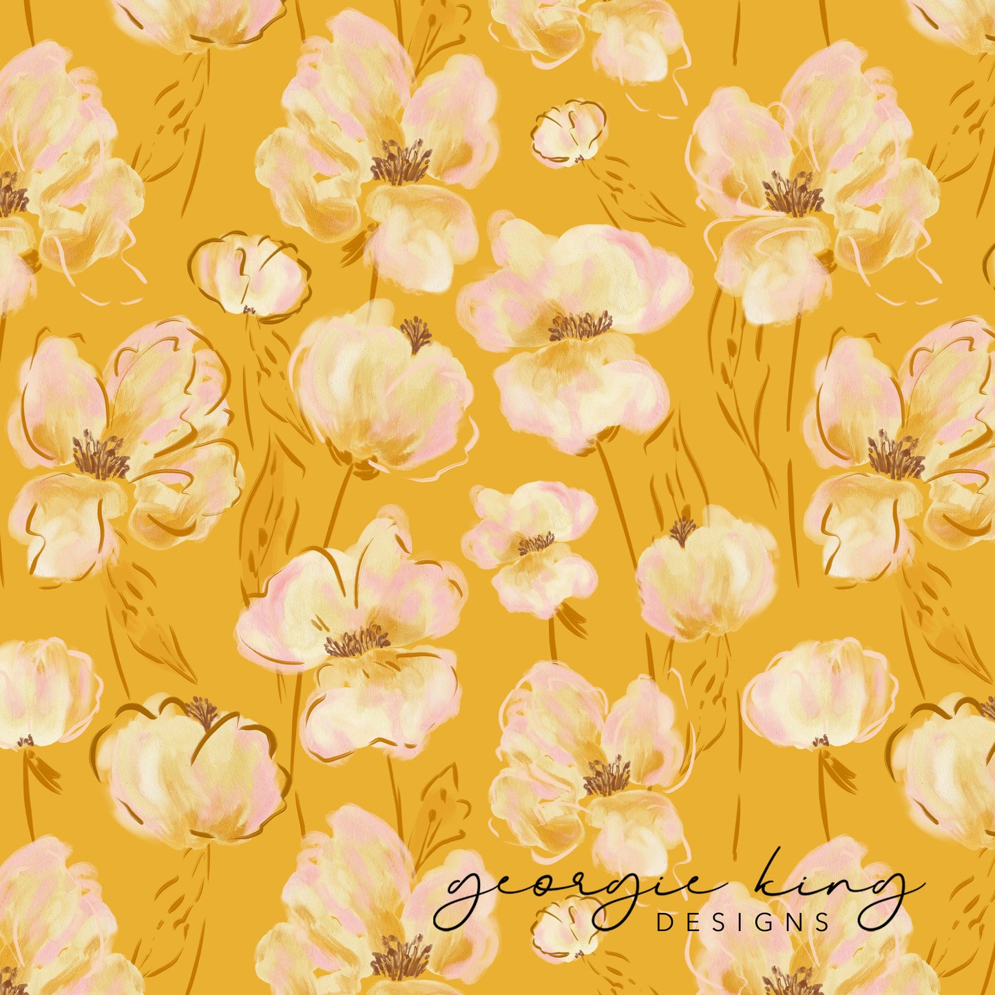 Yellow flowers repeatable pattern tile