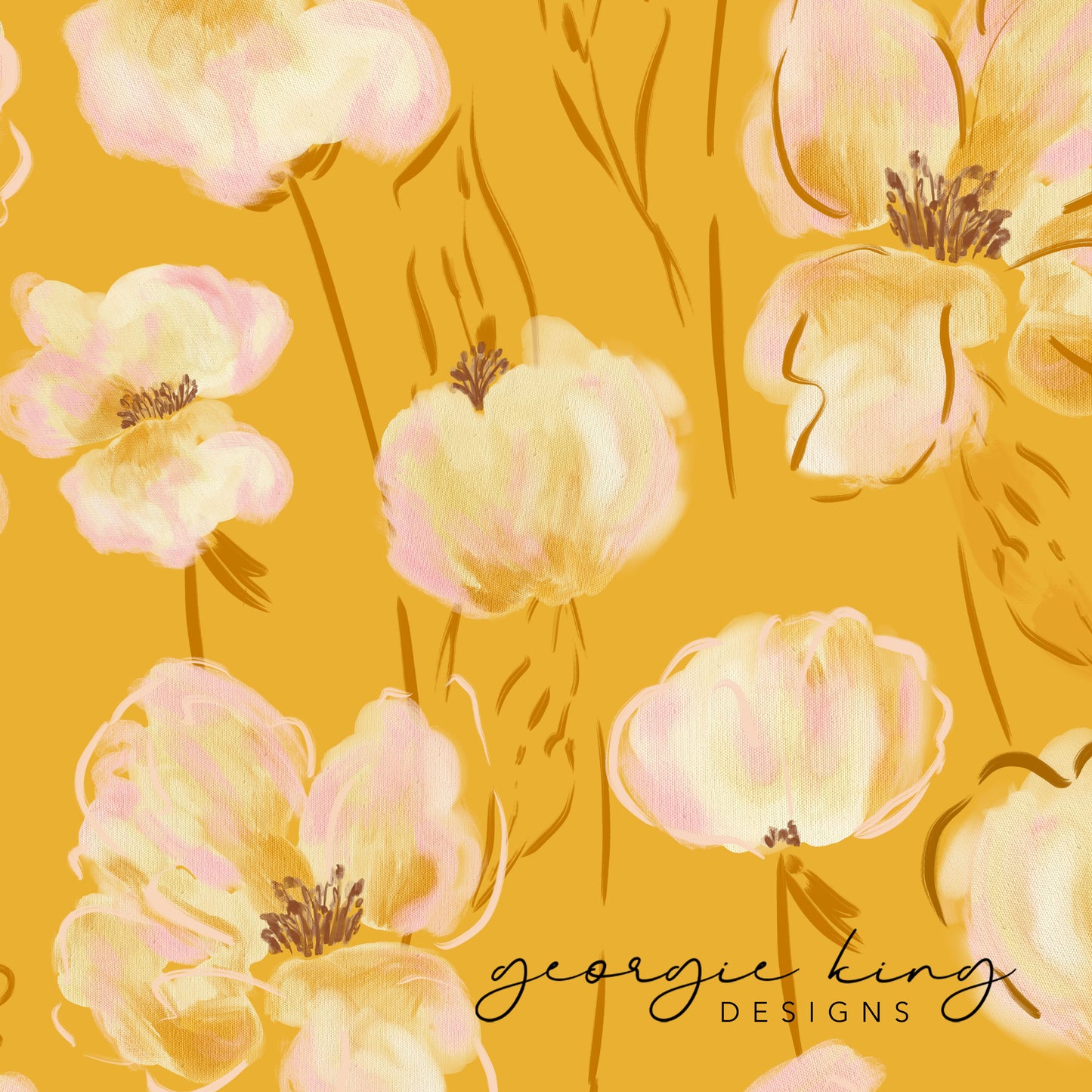 Yellow flowers repeatable pattern tile