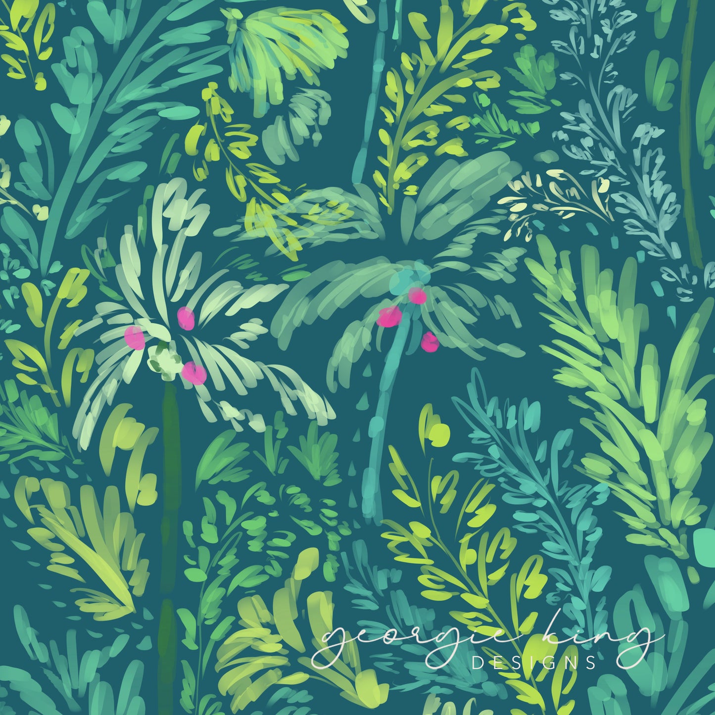 Whimsical palm trees seamless pattern tile