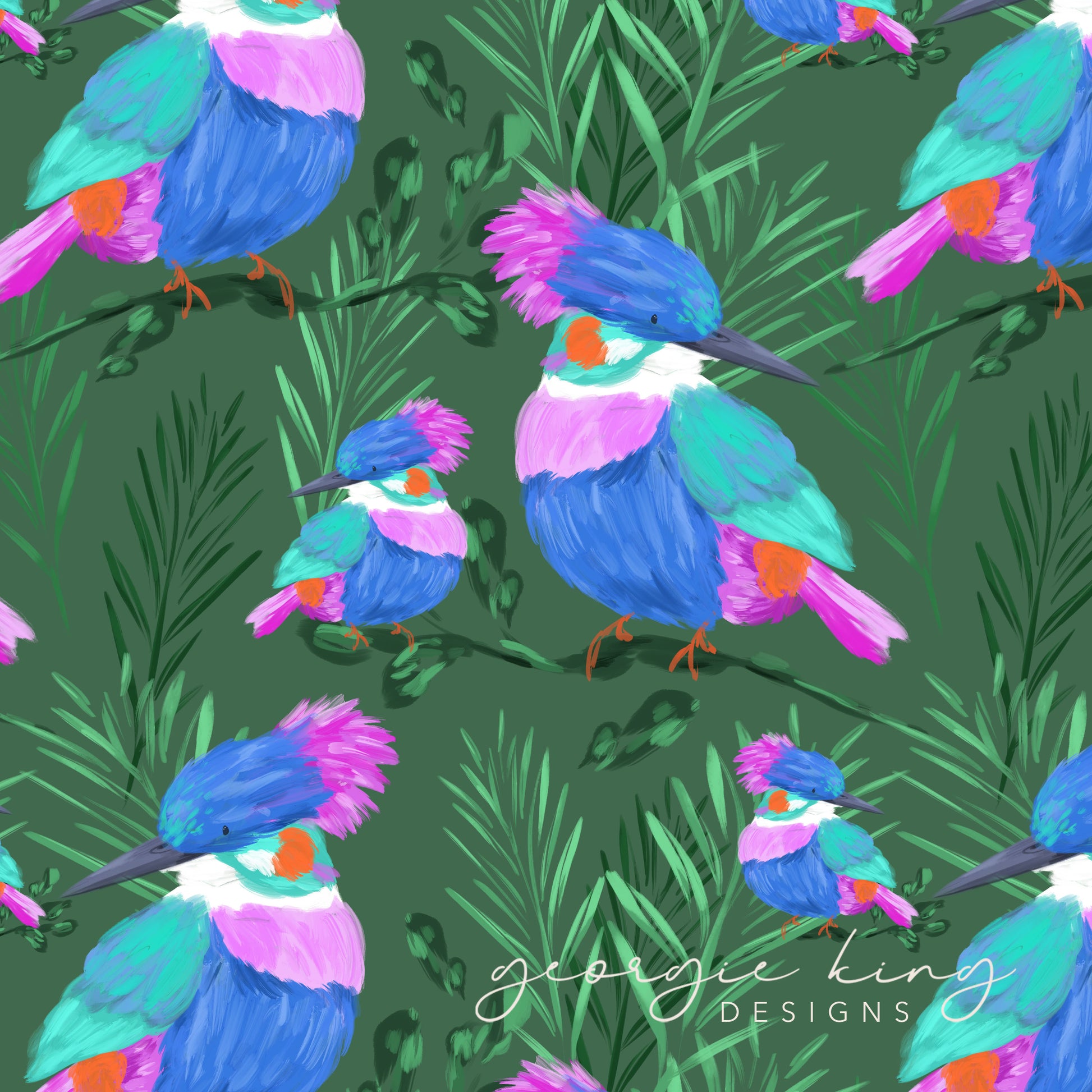 Tropical birds seamless pattern tile