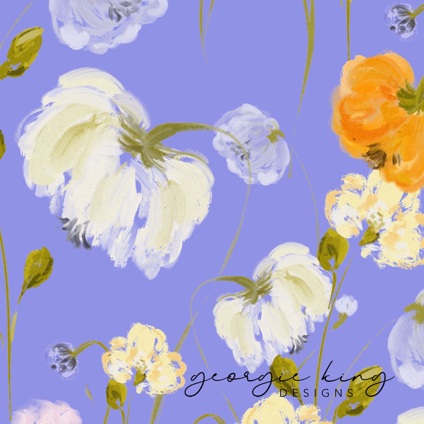 Blue wildflowers seamless pattern tile