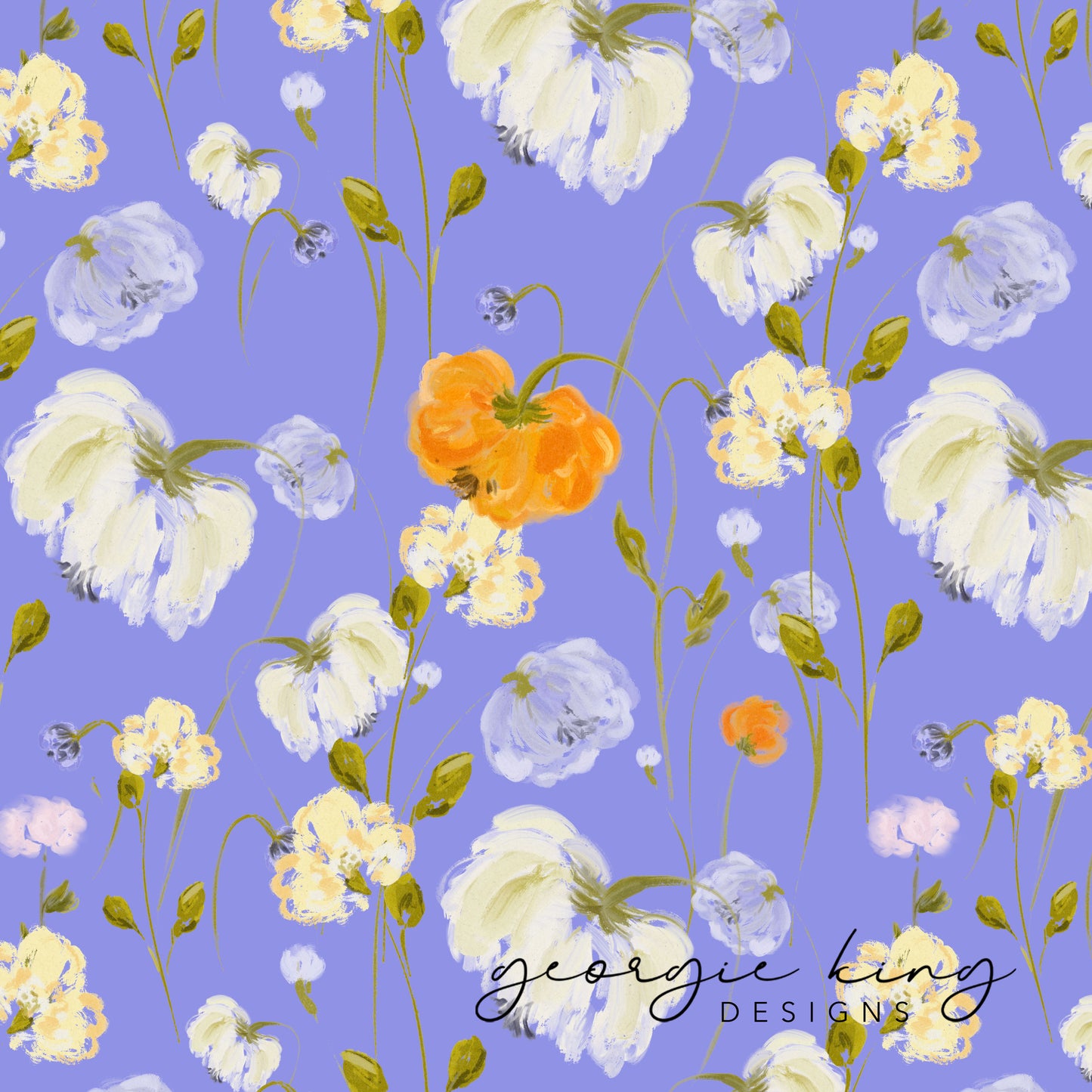 Blue wildflowers seamless pattern tile