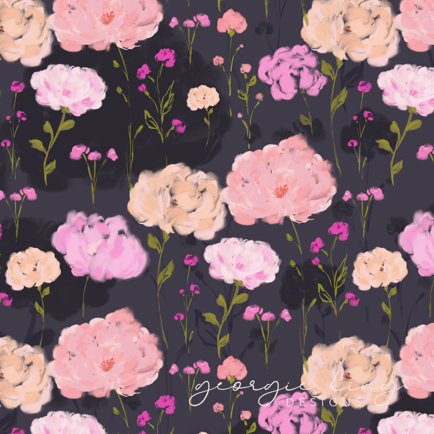 Dark purple floral seamless pattern tile