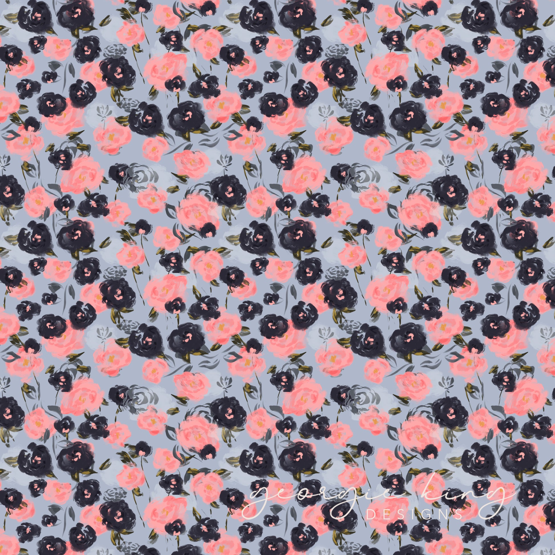 Light blue and pink roses seamless pattern tile