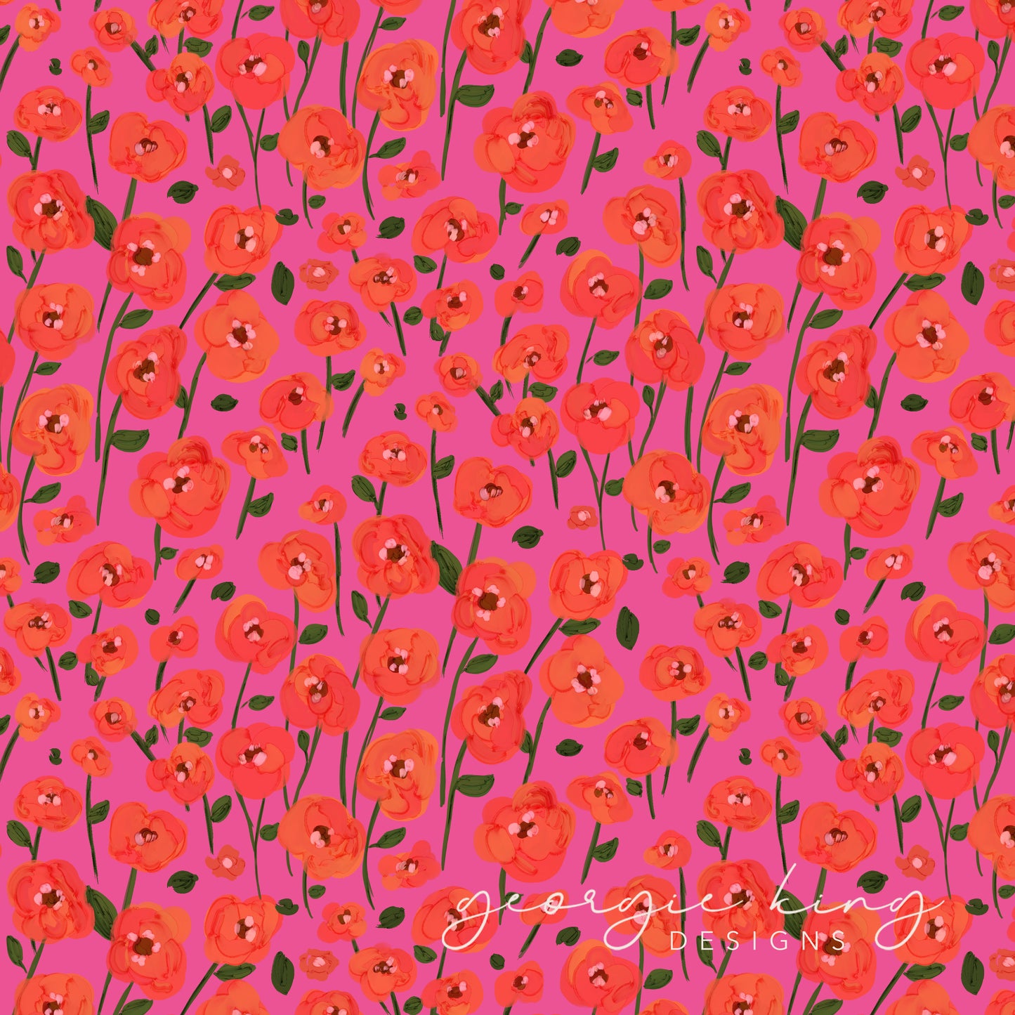 Pink and red poppy seamless pattern tile