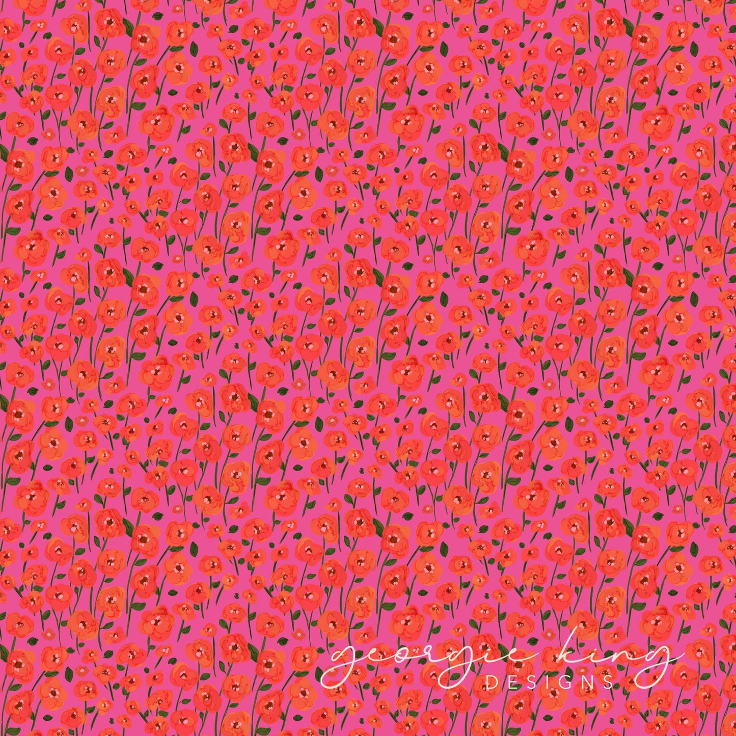 Pink and red poppy seamless pattern tile