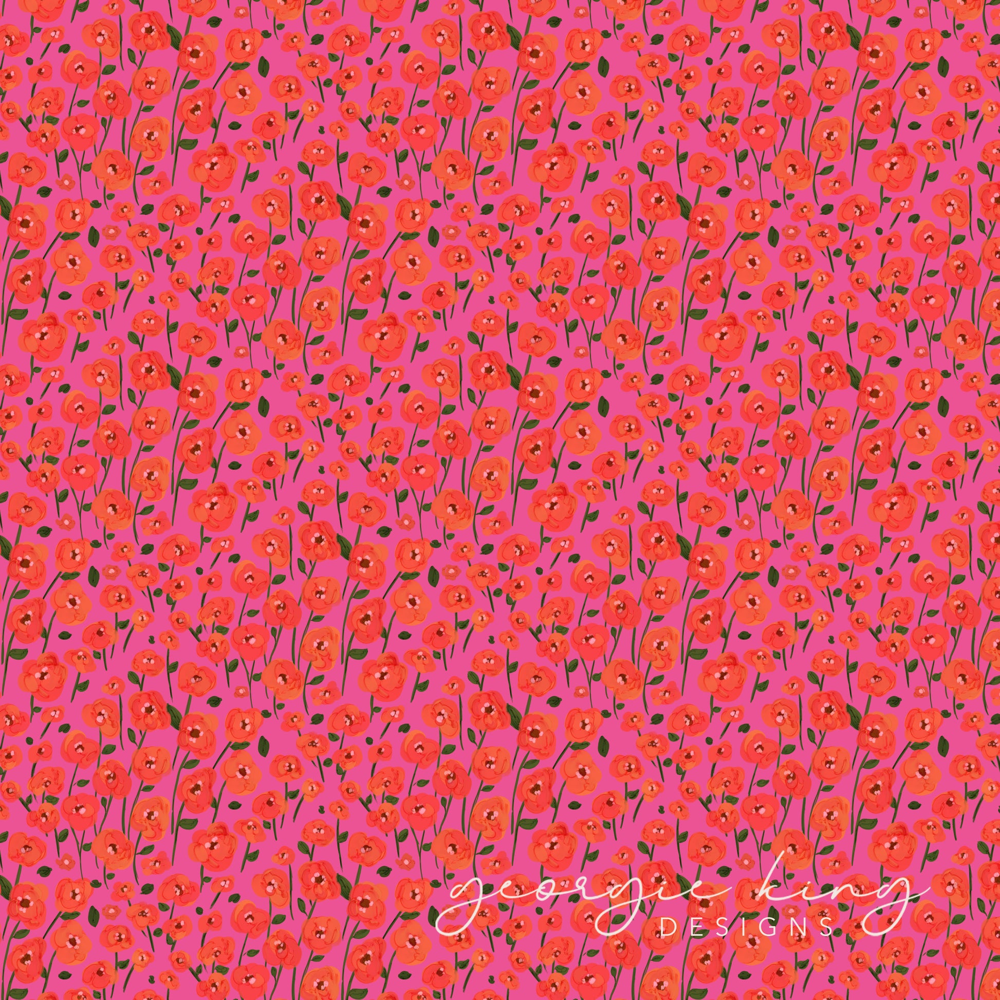 Pink and red poppy seamless pattern tile