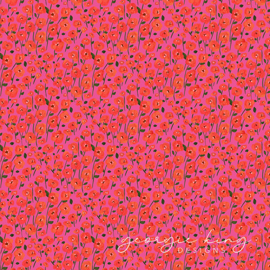 Pink and red poppy seamless pattern tile