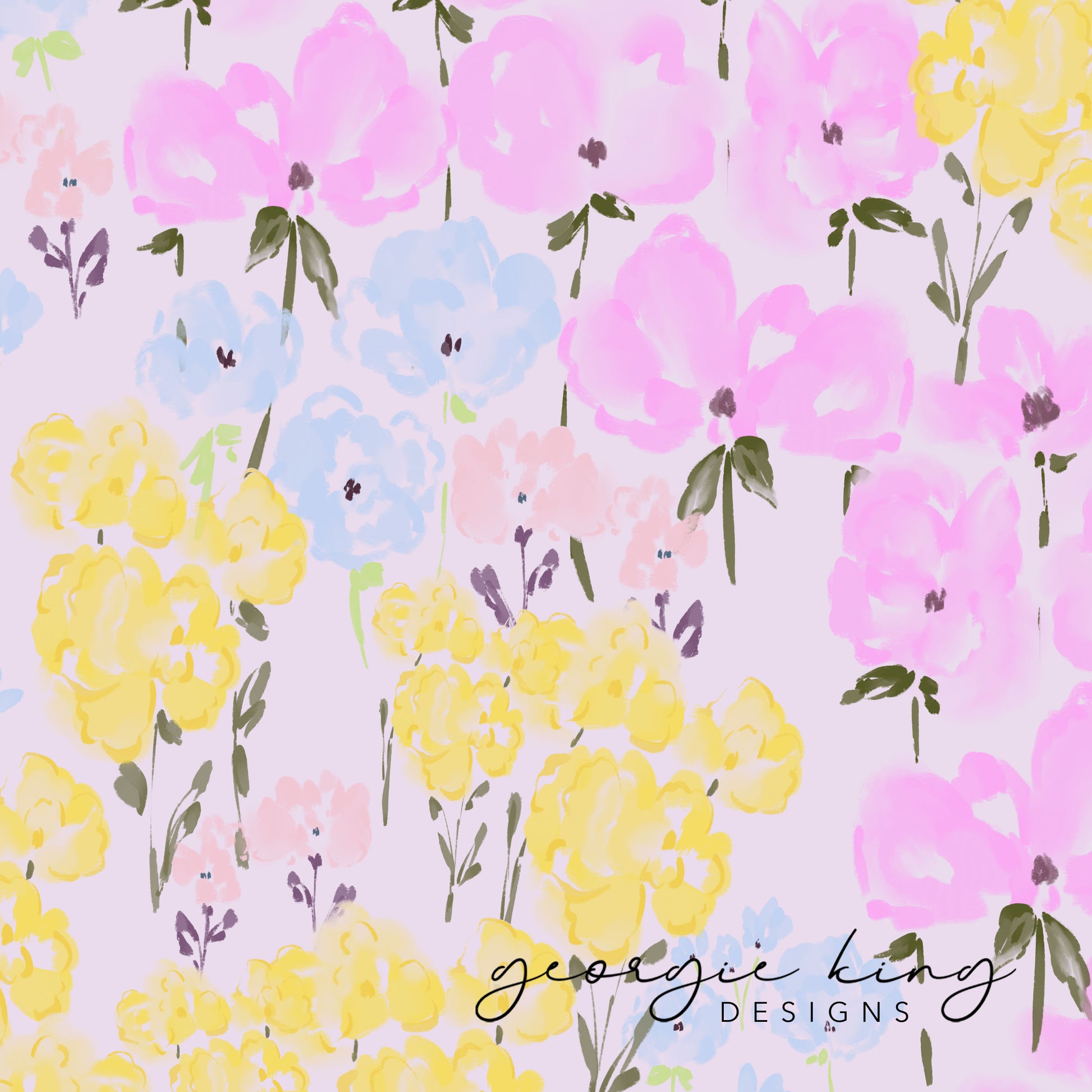 Pastel ditsy floral repeatable pattern tile