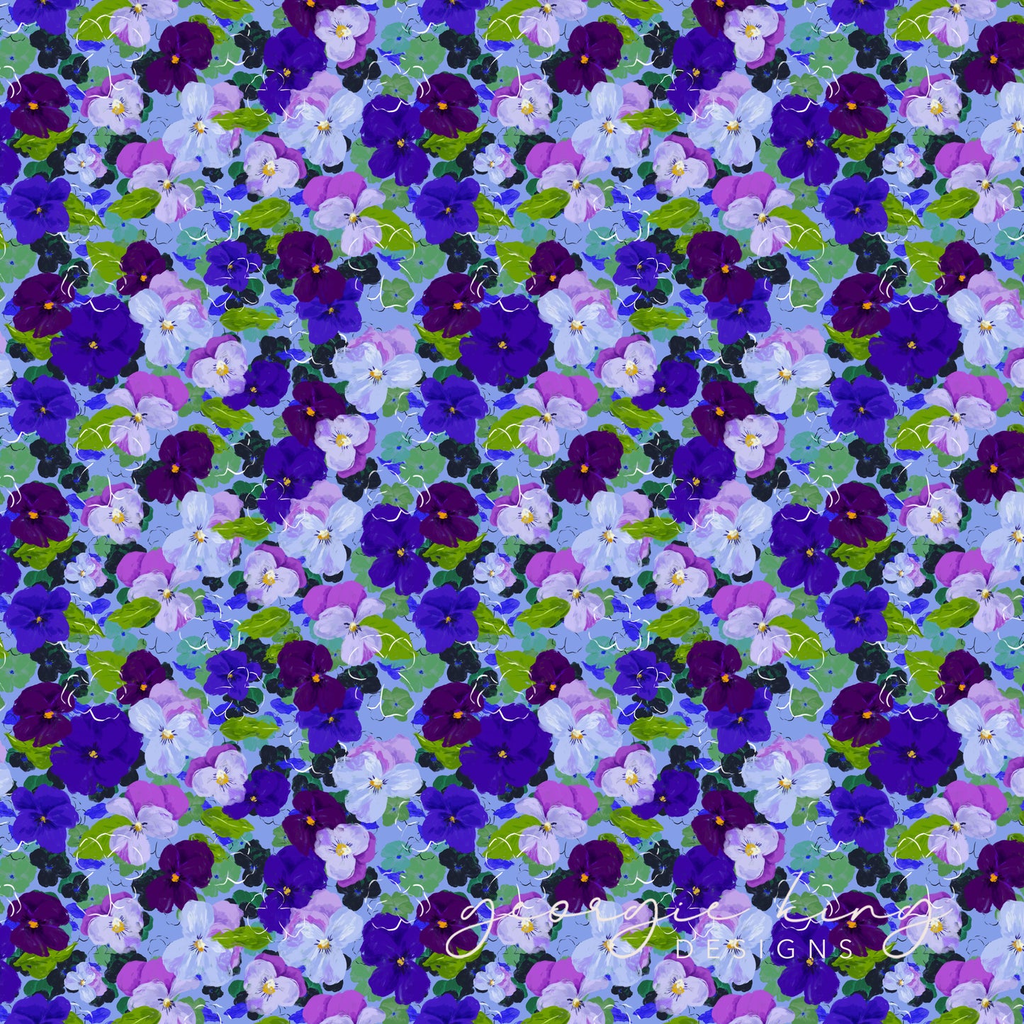 Purple pansy flowers repeatable pattern tile