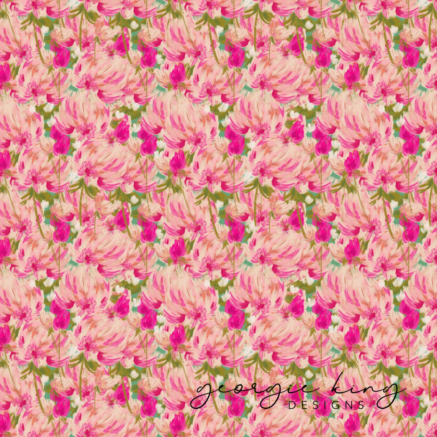 Oil painted flowers seamless pattern tile