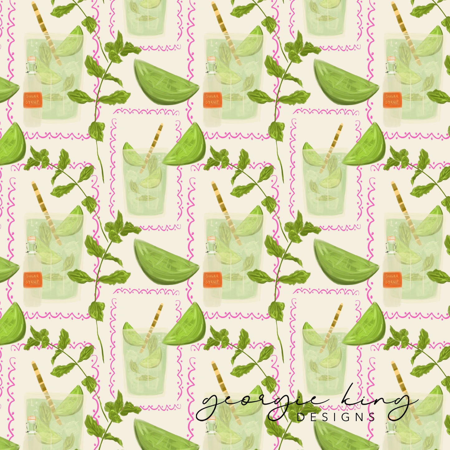 Painted mojito seamless pattern tile