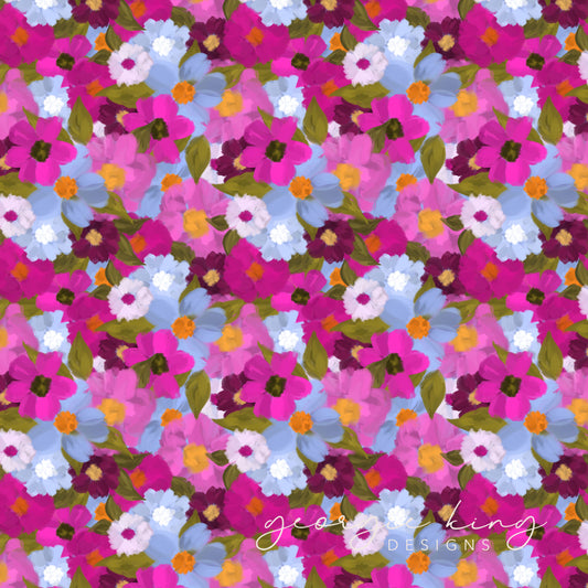 Mixed pink blooms surface pattern design