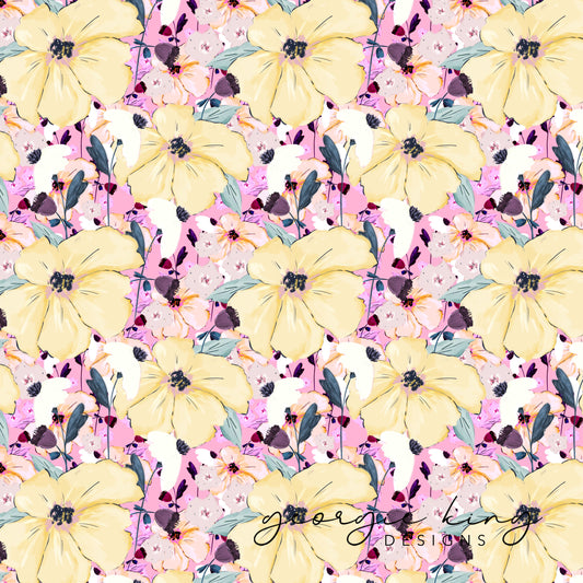 Bold pink floral seamless pattern tile