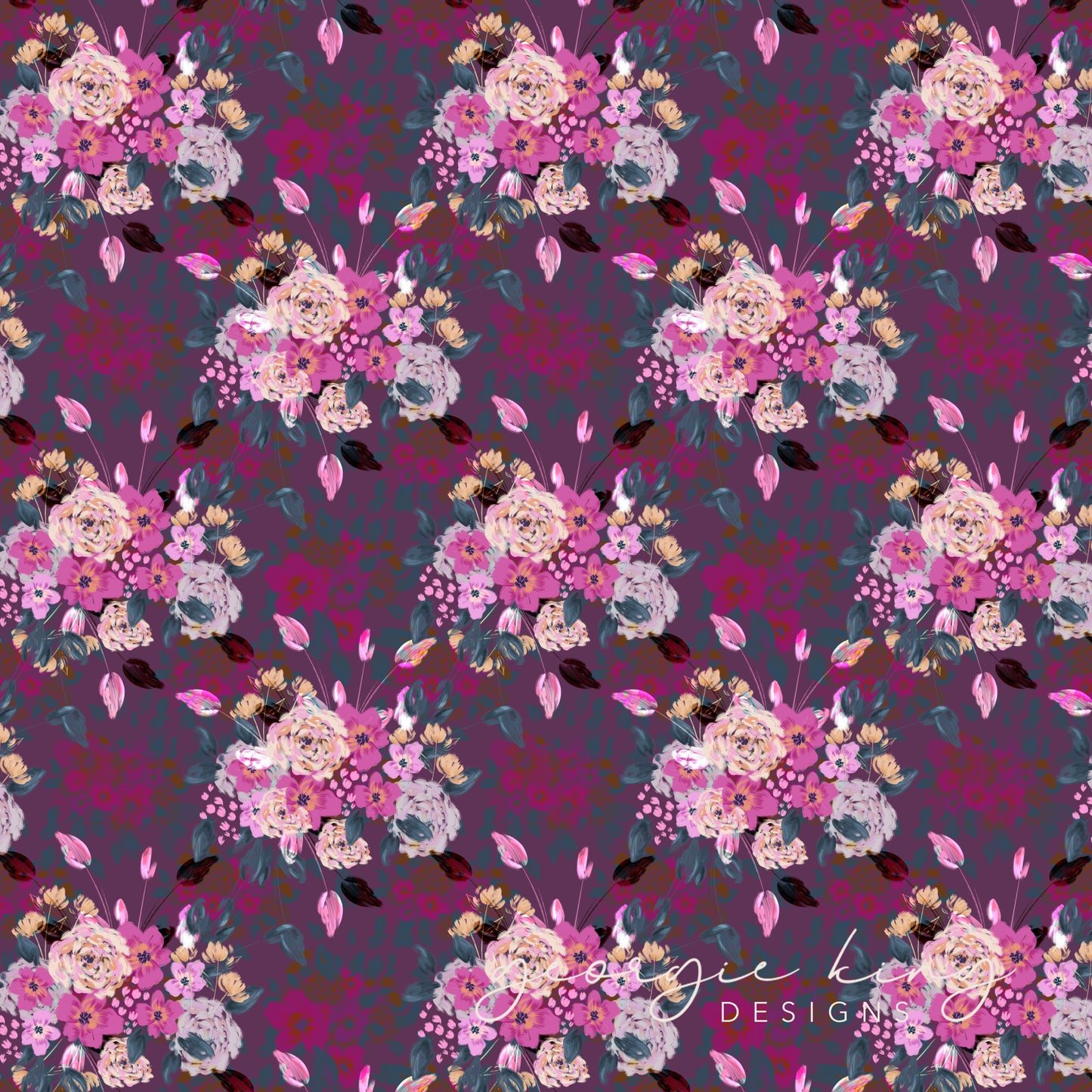 Abstract floral bouquet seamless pattern tile