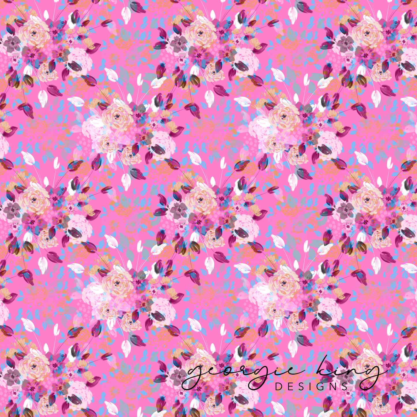 Pink floral bouquet seamless pattern tile