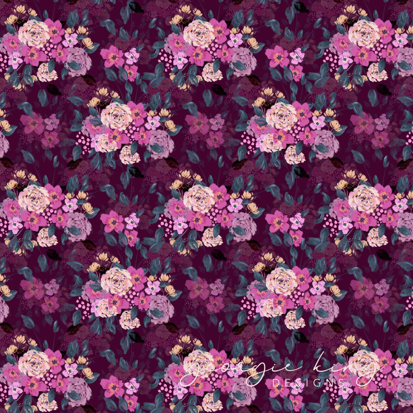 Purple floral bouquet seamless pattern tile