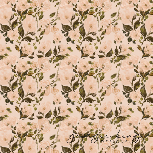 Painterly English flowers repeatable pattern tile