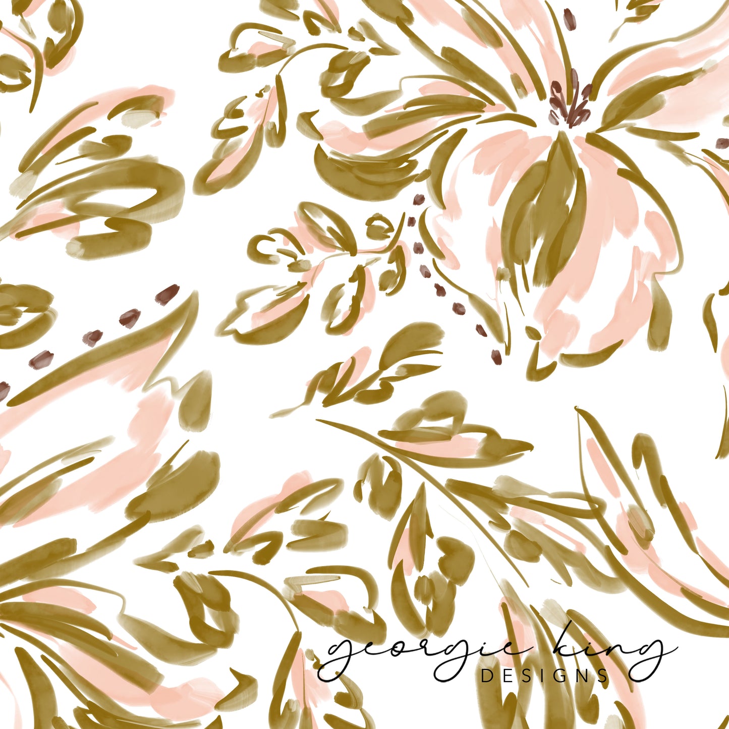 White, olive and nude tropical flowers seamless pattern tile