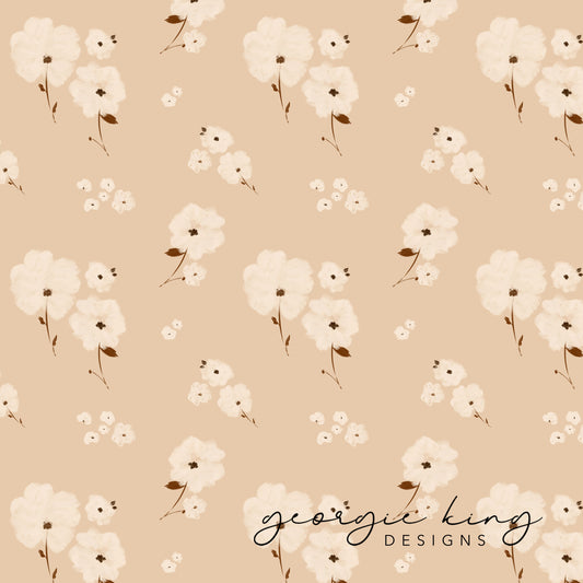 Ivory floral seamless pattern tile