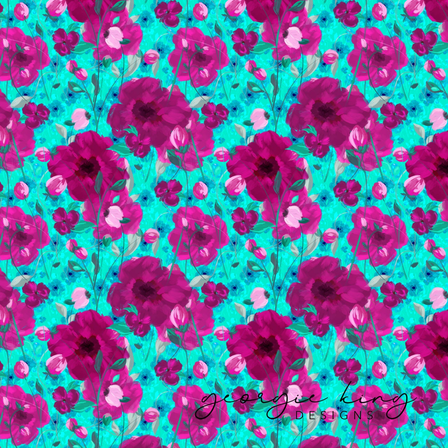 Fuchsia pink floral seamless pattern tile