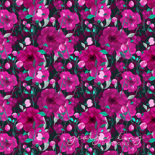 Fuchsia pink floral seamless pattern tile