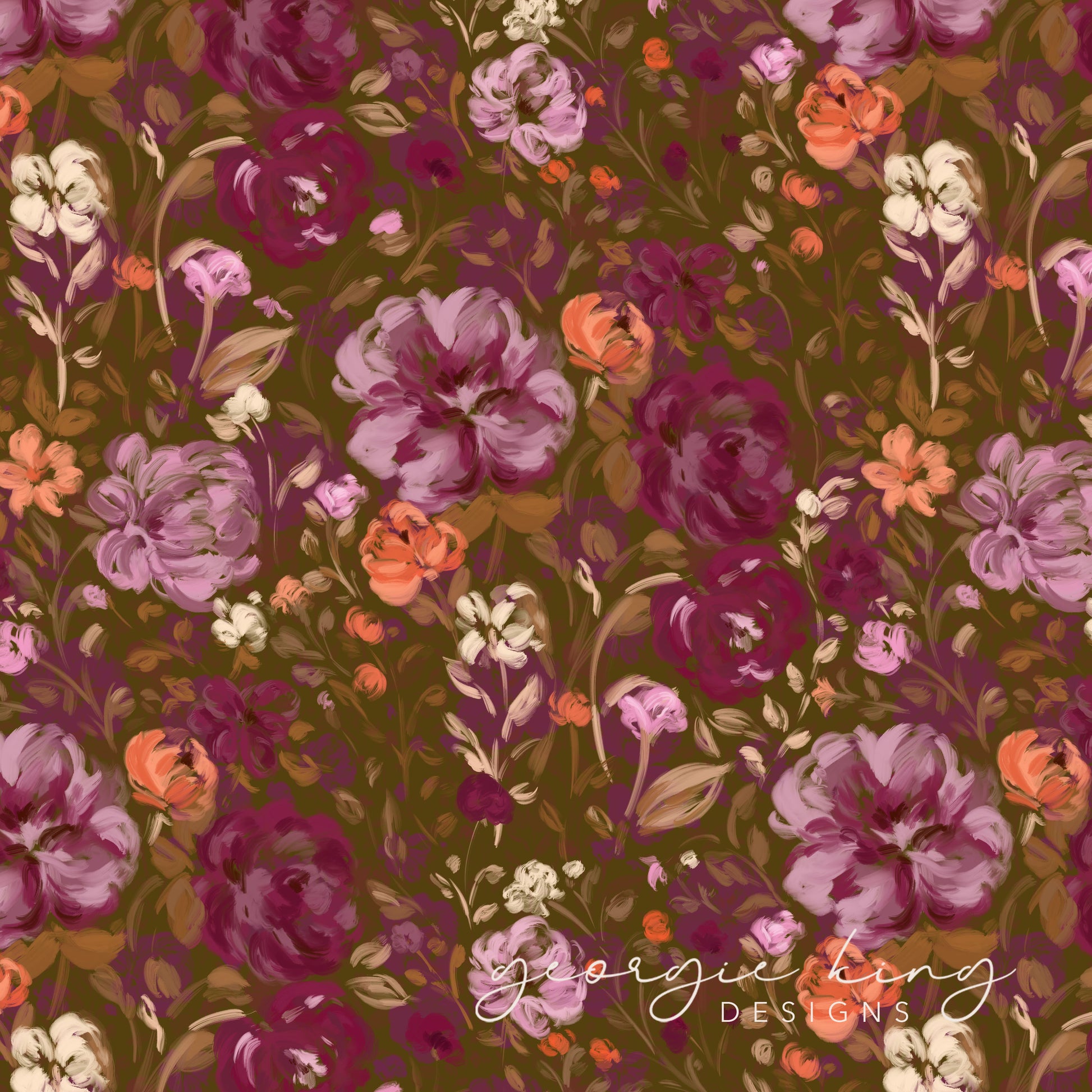 Painted floral seamless pattern tile