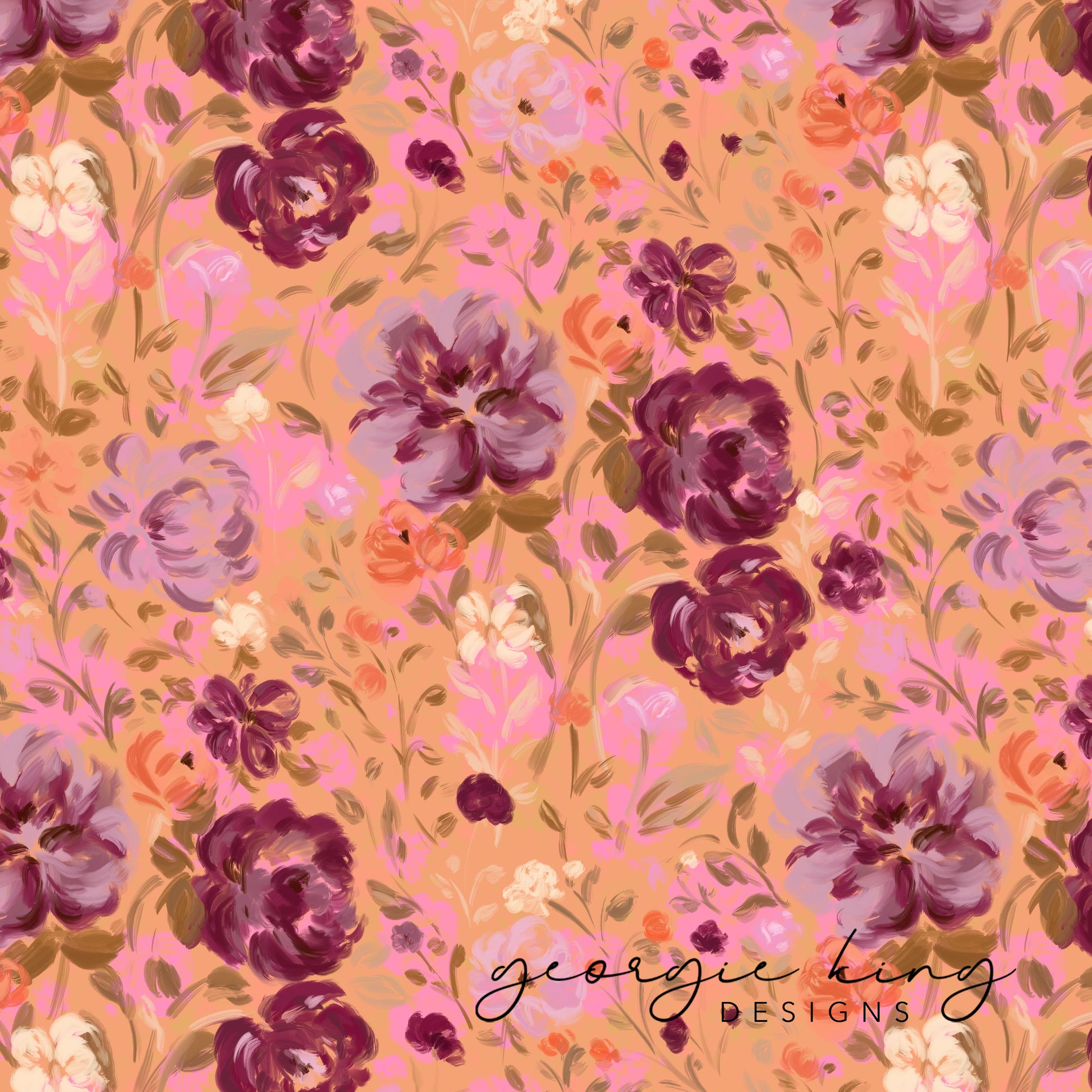 Painted floral seamless pattern tile