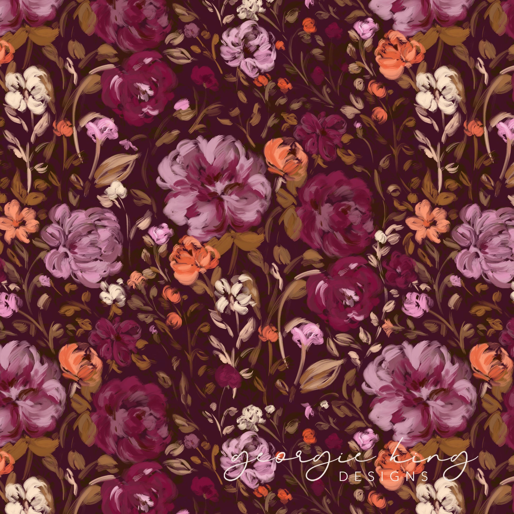 Painted floral seamless pattern tile