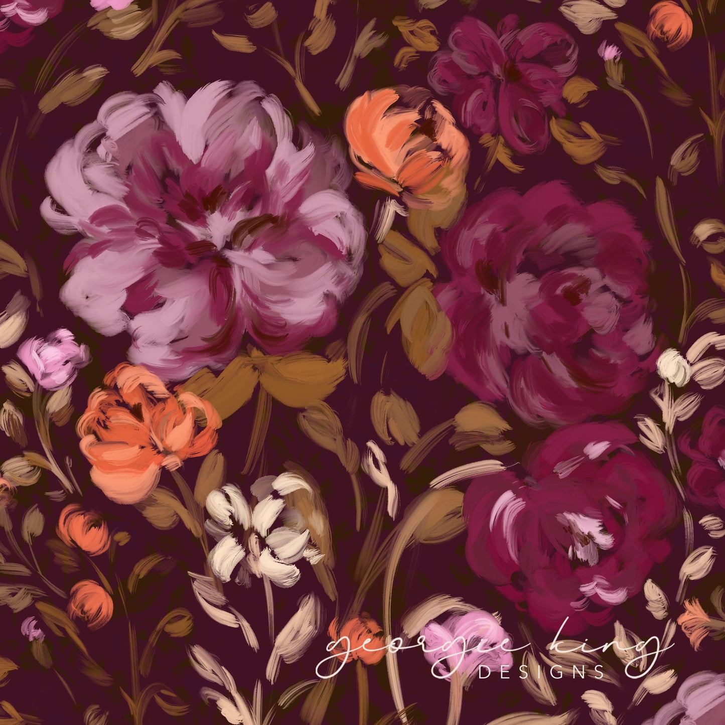 Painted floral seamless pattern tile